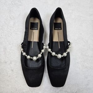 Dolce Vita Black Flats with Pearl Detail